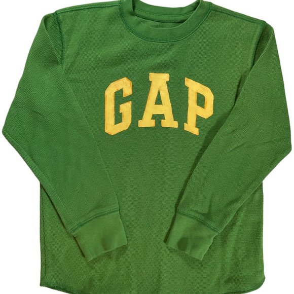 Size: Small (6-7) - Green/Yellow Thermal Long Sleeve T-Shirt w/ Brand Logo - Picture 1 of 1
